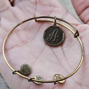 Alex And Ani Bracelet LETTER A Gold Tone Initial Wristband Wrist Fashion Jewelry